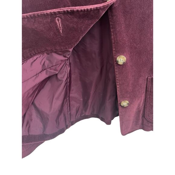 LLBean Women's 14 Reg Burgundy Corduroy Pocket Notch Collar Blazer Jacket Preppy - Picture 8 of 9